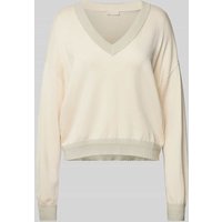 LIU JO SPORT Oversized Strickpullover mit gerippten Abschlüssen in Offwhite, Größe XXL von LIU JO SPORT