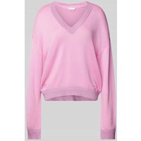 LIU JO SPORT Oversized Strickpullover mit gerippten Abschlüssen in Pink, Größe M von LIU JO SPORT