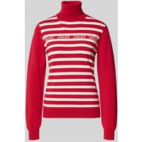 LIU JO SPORT Slim Fit Rollkragenpullover aus Viskose-Mix in Strick-Optik in Dunkelrot, Größe M von LIU JO SPORT