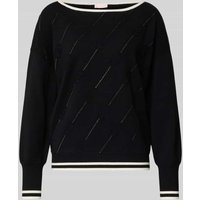 LIU JO SPORT Strickpullover mit Strasssteinbesatz in Black, Größe L von LIU JO SPORT