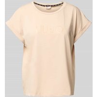 LIU JO SPORT T-Shirt mit Label-Print und Rundhalsausschnitt in Sand, Größe L von LIU JO SPORT