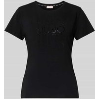 LIU JO SPORT T-Shirt mit Strasssteinbesatz in Black, Größe XXL von LIU JO SPORT