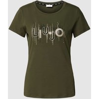 LIU JO SPORT T-Shirt mit Ziersteinbesatz in Oliv, Größe XS von LIU JO SPORT