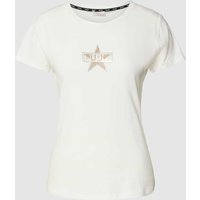 LIU JO SPORT T-Shirt mit Ziersteinbesatz in Weiss, Größe S von LIU JO SPORT