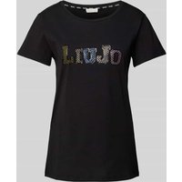 LIU JO SPORT T-Shirt mit Ziersteinbesatz und Rundhalsausschnitt in Black, Größe XS von LIU JO SPORT