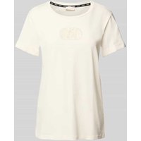 LIU JO SPORT T-Shirt mit geripptem Rundhalsausschnitt in Offwhite, Größe XS von LIU JO SPORT