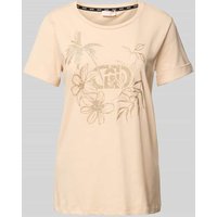 LIU JO SPORT T-Shirt mit geripptem Rundhalsausschnitt in Sand, Größe XL LIU JO SPORT T-Shirt mit geripptem Rundhalsausschnitt in Sand, Größe XL von LIU JO SPORT