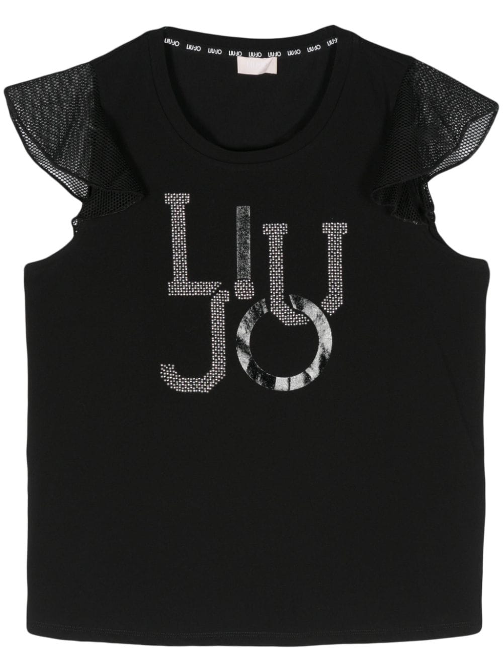 LIU JO Kristallverziertes T-Shirt mit perforiertem Detail - Schwarz von LIU JO