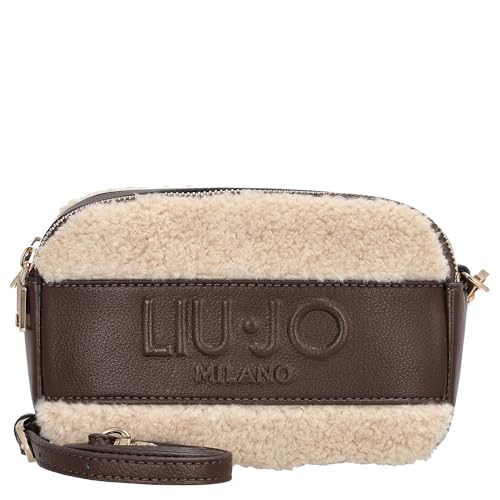LIU JO Milano Umhängetasche aus Kunstleder mit Lammfellfutter, Braun und Beige von LIU JO