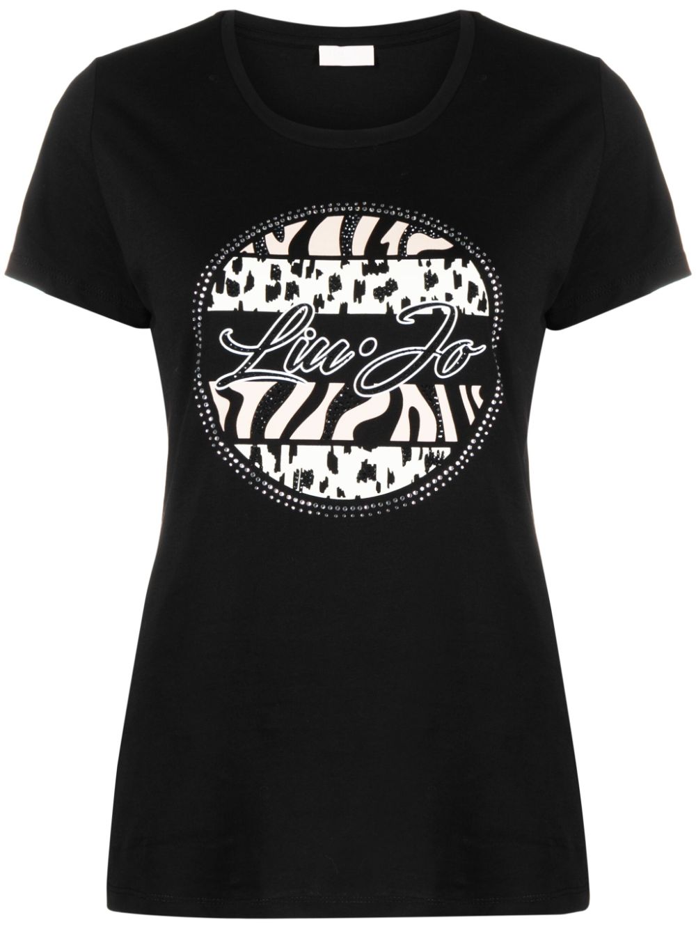 LIU JO Strassverziertes T-Shirt mit Logo-Print - Schwarz von LIU JO