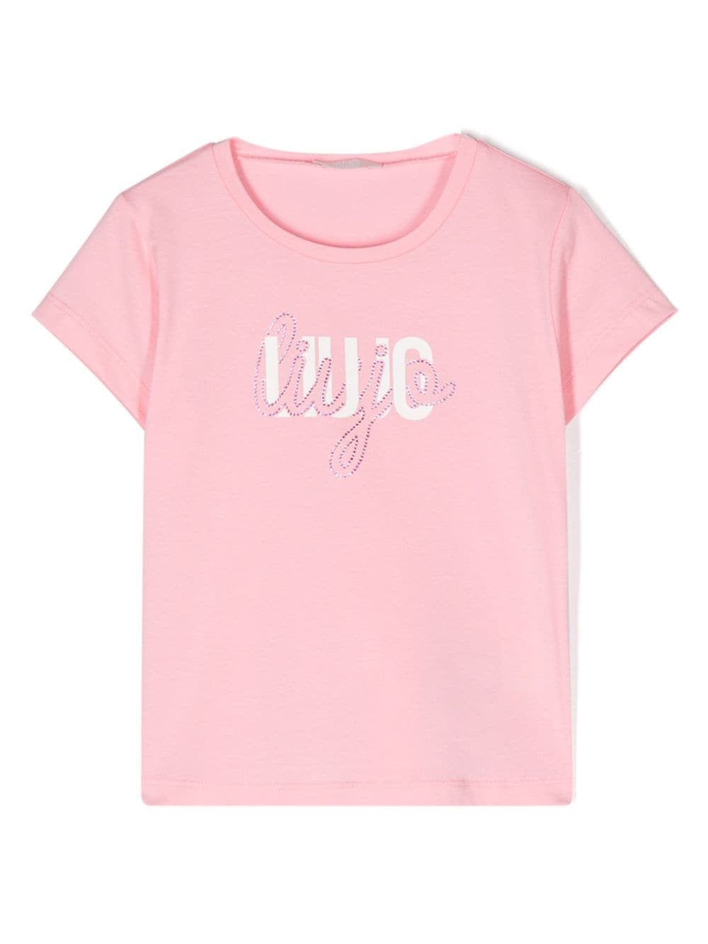 LIU JO T-Shirt mit Strass-Logo-Print - Rosa von LIU JO