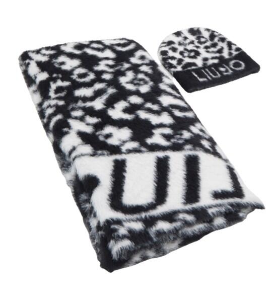 LIU.JO - LIU.JO Schal & Mütze Set Garzato Macula, Schwarz / Weiß von LIU.JO