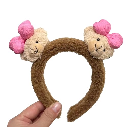 Frauen Make Up Hairhoop Cartoon Plüsch Bär Haarband Pelzigen Headhoop Kostüm Kopfschmuck Erwachsene Mädchen Gesicht Waschen Stirnband Einstellbare Haar Zubehör von LIUASMUE