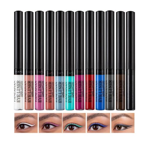 Mattes Flüssiges Eyeliner Set Bunte Eyeliner Wasserdicht Langlebig Eyeliner Stift Augen Make Up Set Für Damen Bunter Flüssiger Eyeliner von LIUASMUE