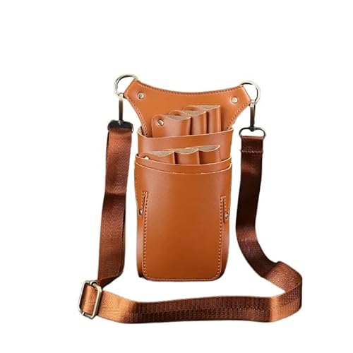 Friseurtasche Werkzeugtasche 6 tasche Haar Schere Leder Fall Taille Gürtel Barber Paket Salon Holster Pouch Friseur Kit Werkzeug Tasche(Brown) von LIUCHUCHU