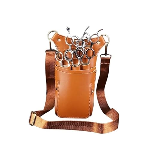 Friseurtasche Werkzeugtasche 6 tasche Haar Schere Leder Fall Taille Gürtel Barber Paket Salon Holster Pouch Friseur Kit Werkzeug Tasche(Orange) von LIUCHUCHU