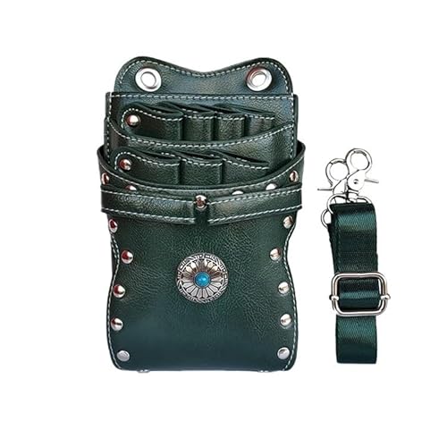 Friseurtasche Werkzeugtasche Friseur Schere Tasche Salon Barber Holster Haar Stylist Werkzeuge Taschen Kamm Taille Schulter Gürtel Fall PU(Dark green) von LIUCHUCHU