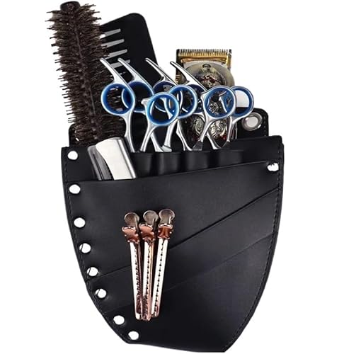 Friseurtasche Werkzeugtasche PU Leder Friseur Haar Schere Tasche Holster Beutel Halter Fall Nieten Clips Mit Taille Schulter Gürtel Werkzeug von LIUCHUCHU