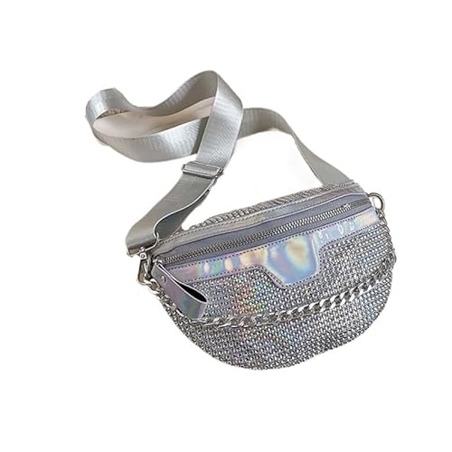 LIUCHUCHU Strass Handtasche Damen Glitzer Reise Crossbody Strass Tasche Handytasche(Silver) von LIUCHUCHU