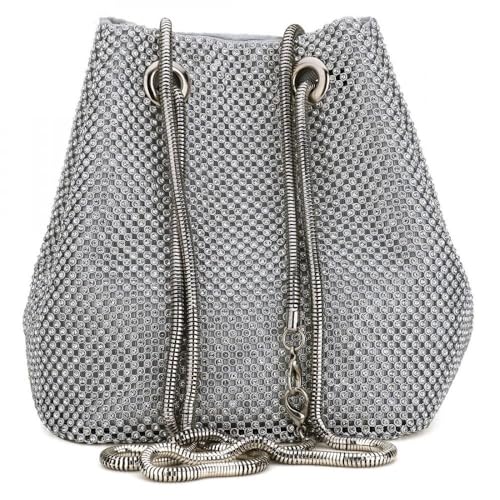 LIUCHUCHU Strass Handtasche Damen Glitzernde Strass Tasche Hochzeit Party Tote Handtaschen Schulter Messenger Geldbörse(Silver) von LIUCHUCHU