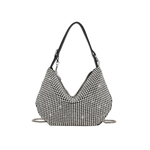 LIUCHUCHU Strass Handtasche Damen Glitzernde Strass Tasche Umhängetasche Clutch for Abend Prom Party(Silver) von LIUCHUCHU