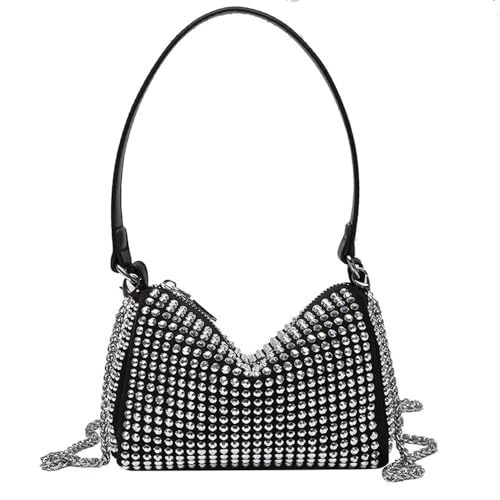 LIUCHUCHU Strass Handtasche Damen Handtasche Shinny Strass Tasche Abend Party Clutch Geldbörse(Silver) von LIUCHUCHU