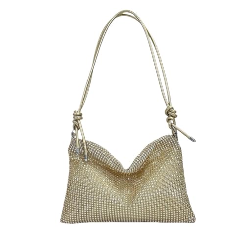 LIUCHUCHU Strass Handtasche Damen Umhängetasche Strass Tasche Elegant Sparkle Satchel Clutch Reißverschlussband(Gold) von LIUCHUCHU