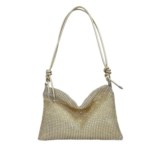 LIUCHUCHU Strass Handtasche Damen Umhängetasche Strass Tasche Elegant Sparkle Satchel Clutch Reißverschlussband(Gold) von LIUCHUCHU