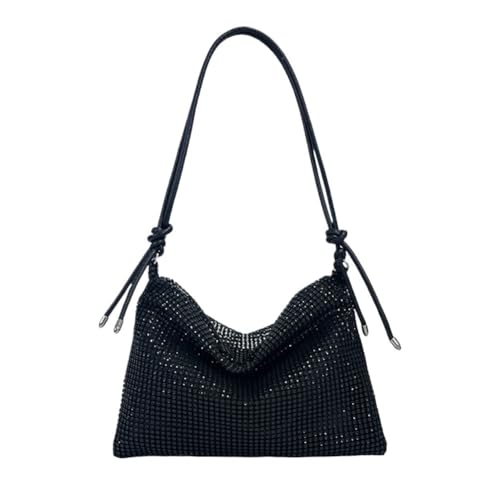 LIUCHUCHU Strass Handtasche Damen Umhängetasche Strass Tasche Elegant Sparkle Satchel Clutch Reißverschlussband(Noir) von LIUCHUCHU