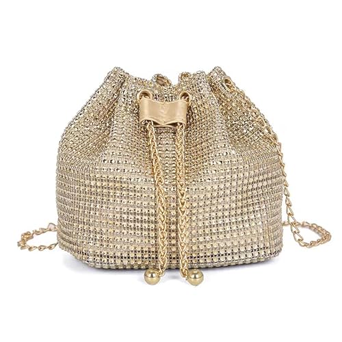 LIUCHUCHU Strass Handtasche Damenmode Strass Taschen Kette Damen Schultertaschen Glänzende kleine Umhängetaschen weibliche Handtaschen(Gold) von LIUCHUCHU