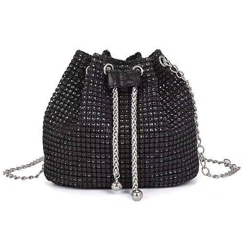 LIUCHUCHU Strass Handtasche Damenmode Strass Taschen Kette Damen Schultertaschen Glänzende kleine Umhängetaschen weibliche Handtaschen(Noir) von LIUCHUCHU