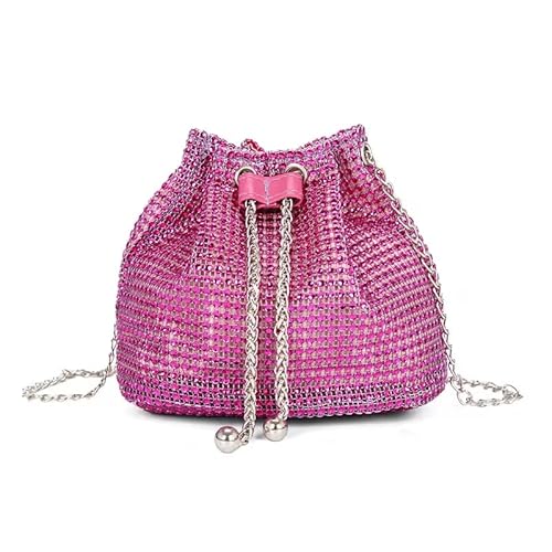 LIUCHUCHU Strass Handtasche Damenmode Strass Taschen Kette Damen Schultertaschen Glänzende kleine Umhängetaschen weibliche Handtaschen(Pink) von LIUCHUCHU