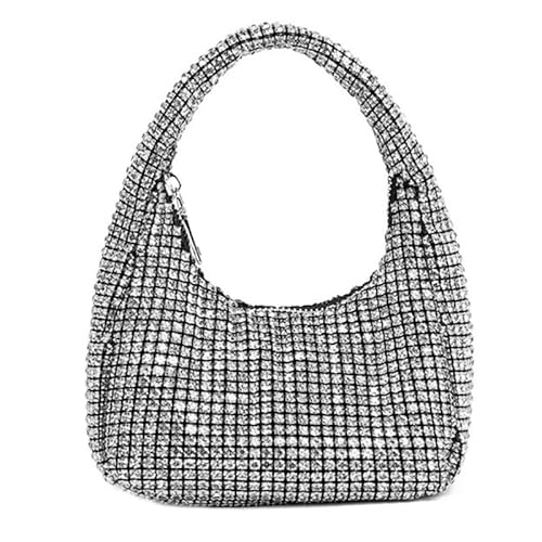 LIUCHUCHU Strass Handtasche Einkaufstasche Damen Strass Tasche Hochzeit Geldbörse for Party Proms(Silver) von LIUCHUCHU