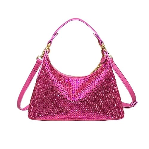LIUCHUCHU Strass Handtasche Glänzende Strass Taschen Hobos Abendtaschen for Frauen Handtaschen Geldbörsen Mode Rose Red Schulter Crossbody von LIUCHUCHU