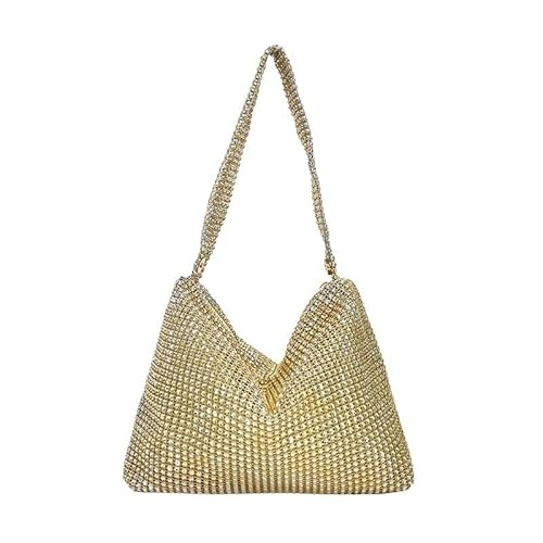 LIUCHUCHU Strass Handtasche Glitzernde Abend-Clutch, elegante Damen-Party-Cocktail-Tasche mit Strasssteinen, verziert, große Kapazität, Unterarmtasche(Gold) von LIUCHUCHU