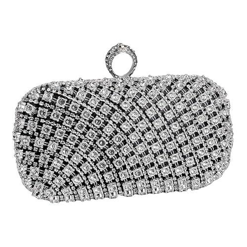 LIUCHUCHU Strass Handtasche Kleine Strass Tasche Quadratische Geldbörse Trend Kette Umhängetasche Damen Handtaschen Geldbörsen Abendtasche(Noir) von LIUCHUCHU