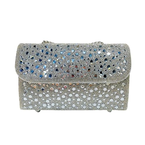 LIUCHUCHU Strass Handtasche Lässige Gold-Silber-Geldbörse for Damen Clutches Brieftasche(Silver) von LIUCHUCHU