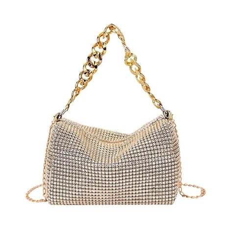 LIUCHUCHU Strass Handtasche Mode Glitter Strass Tasche Frauen Trend Glänzende Handtasche Karneval Party Crossbody Unterarm(Gold) von LIUCHUCHU