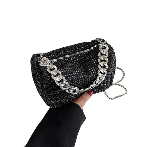 LIUCHUCHU Strass Handtasche Mode Glitter Strass Tasche Frauen Trend Glänzende Handtasche Karneval Party Crossbody Unterarm(Noir) von LIUCHUCHU