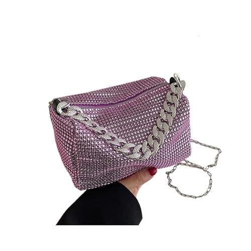 LIUCHUCHU Strass Handtasche Mode Glitter Strass Tasche Frauen Trend Glänzende Handtasche Karneval Party Crossbody Unterarm(Purple) von LIUCHUCHU