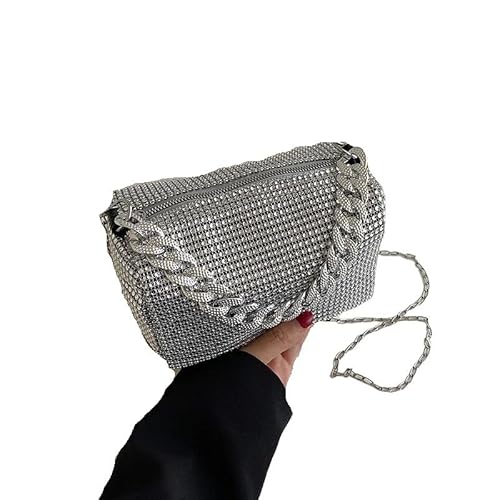 LIUCHUCHU Strass Handtasche Mode Glitter Strass Tasche Frauen Trend Glänzende Handtasche Karneval Party Crossbody Unterarm(Sliver) von LIUCHUCHU