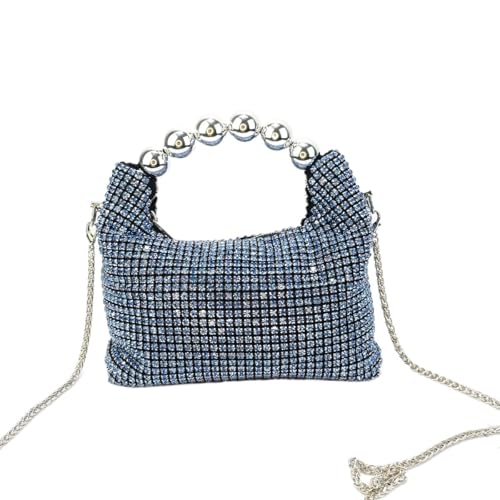 LIUCHUCHU Strass Handtasche Mode Griff Einkaufstasche Exquisite Strass Tasche Geldbörsen for Frauen Make-Up(Blue) von LIUCHUCHU