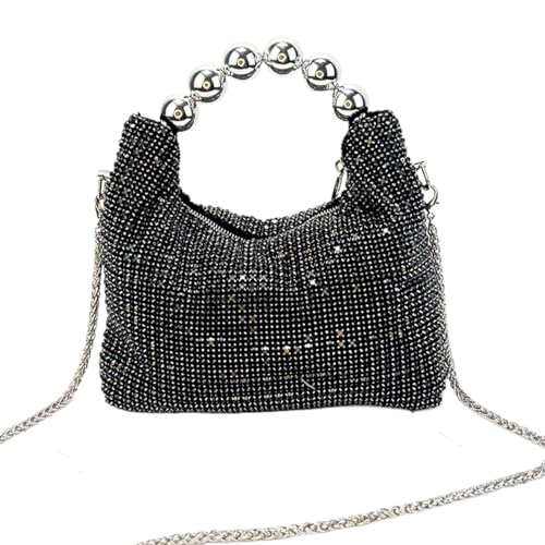LIUCHUCHU Strass Handtasche Mode Griff Einkaufstasche Exquisite Strass Tasche Geldbörsen for Frauen Make-Up(Noir) von LIUCHUCHU