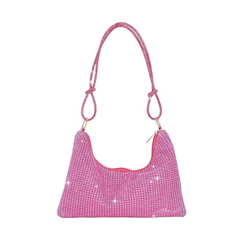 LIUCHUCHU Strass Handtasche Mode Strass Tasche Dinner-Party Hochzeit Geldbörsen Handtasche Unterarm Taschen(Rose Red) von LIUCHUCHU