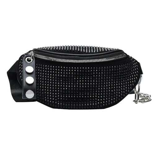 LIUCHUCHU Strass Handtasche Mode Strass Tasche Fanny Packs Brust Taille Pack Reise Casual Weibliche Kette Tasche(Noir) von LIUCHUCHU