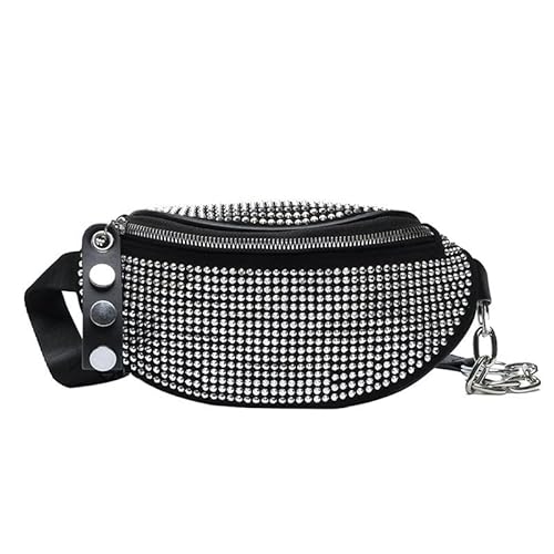 LIUCHUCHU Strass Handtasche Mode Strass Tasche Fanny Packs Brust Taille Pack Reise Casual Weibliche Kette Tasche(Silver) von LIUCHUCHU