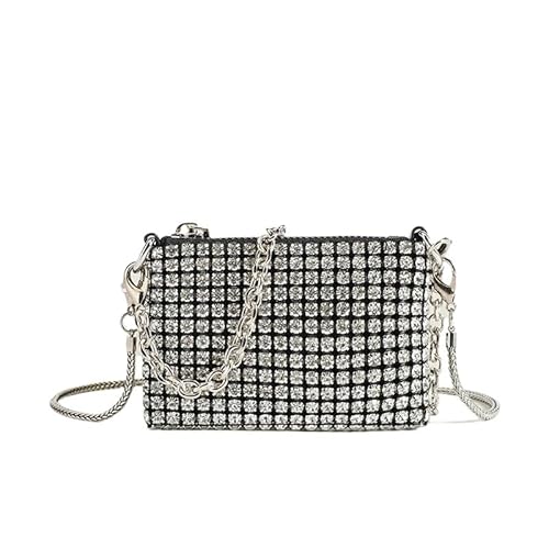 LIUCHUCHU Strass Handtasche Strass Tasche Geldbörsen for Münze Karte Party Kette Mini Abend Schulter Taschen(Silvery) von LIUCHUCHU