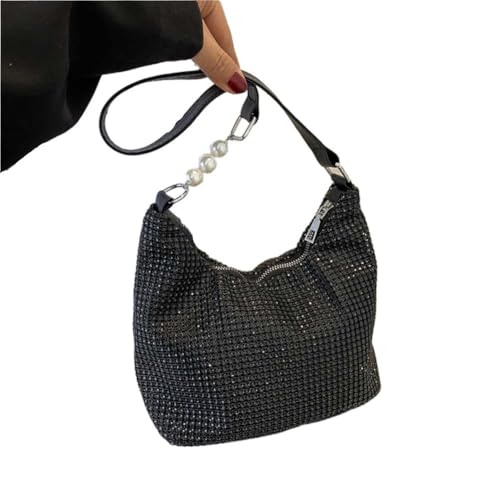 LIUCHUCHU Strass Handtasche Strass Tasche Glänzende Hochzeit Geldbörsen Und Handtasche for Dame Schulter Geldbörse(Noir) von LIUCHUCHU
