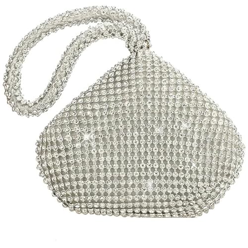 LIUCHUCHU Strass Handtasche Strass Tasche Mode Diamant Mini Handtasche for Party Hochzeit Reißverschluss Geld Geldbörse Tag Tote(Silver) von LIUCHUCHU
