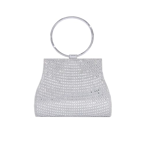 LIUCHUCHU Strass Handtasche Strass Tasche Mode Elegante Handtasche for Frauen Trend Party Kette(Silver) von LIUCHUCHU